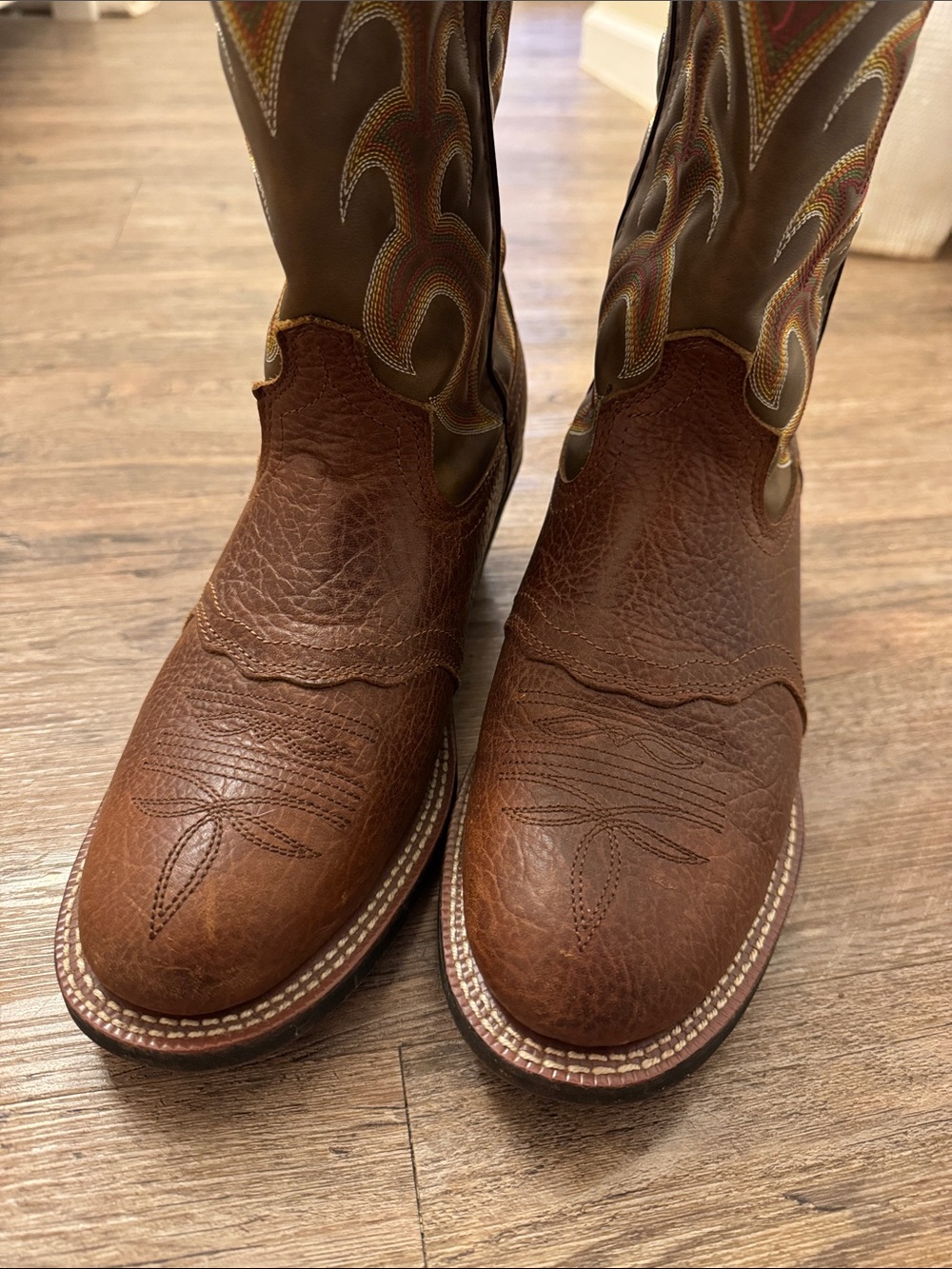Laredo Brown Cowboy Boots with Orange Accents - Picture 3 of 3